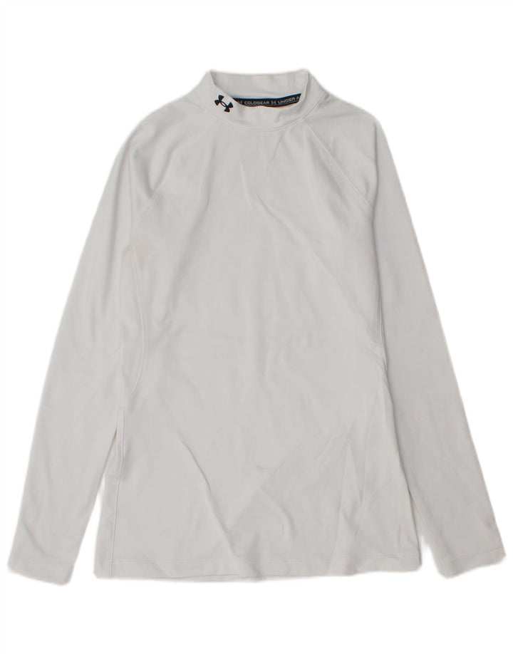 Maglia Under Armour da uomo Cold Gear a maniche lunghe in poliestere bianco medio