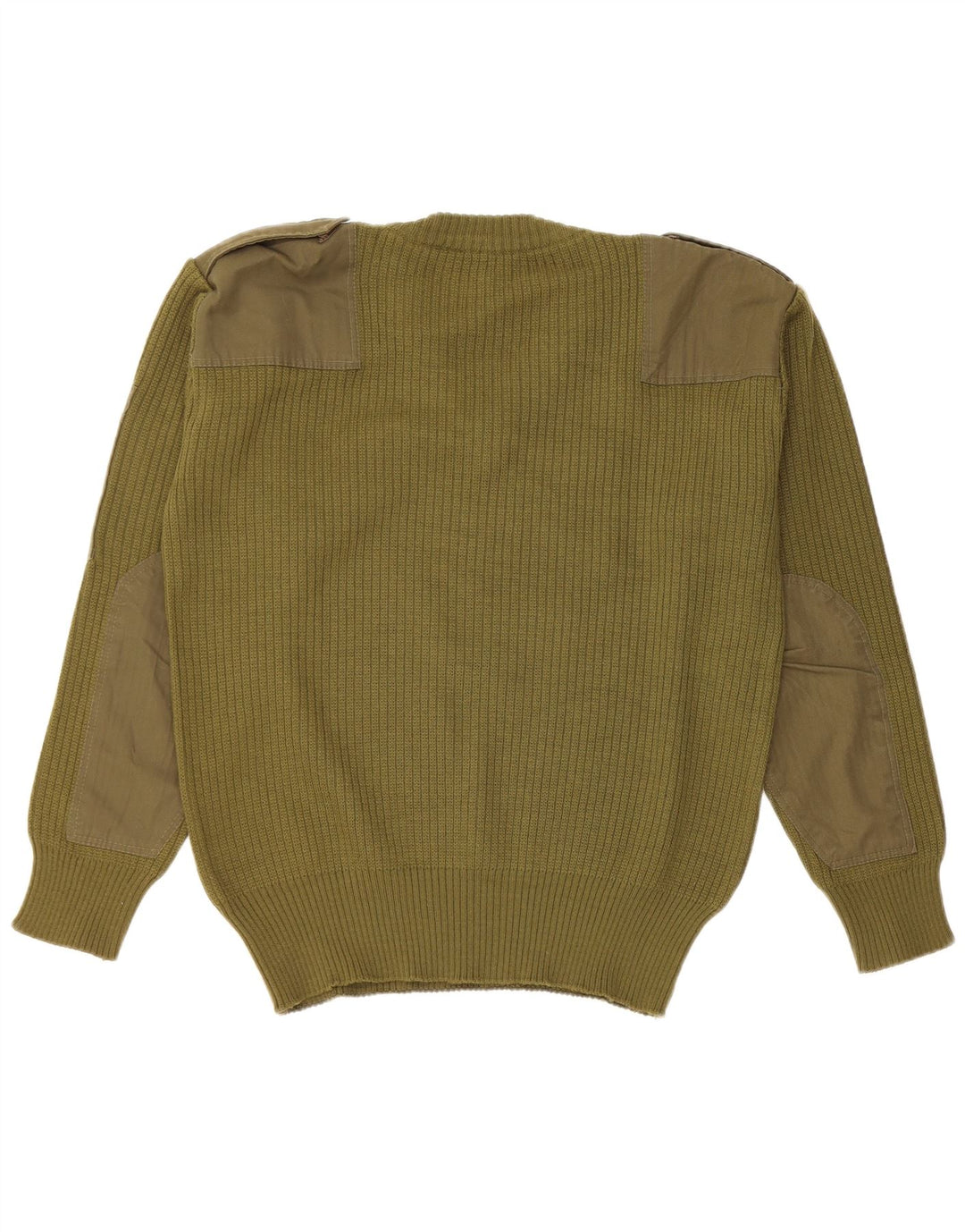 Maglione militare vintage da uomo con scollo a V color kaki medio