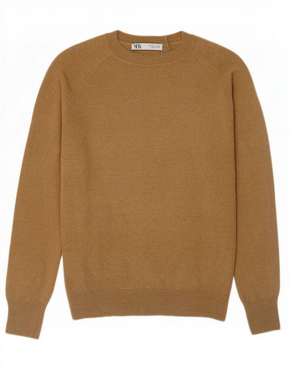 Maglione maglione girocollo da donna Zara UK 10 piccolo beige poliammide