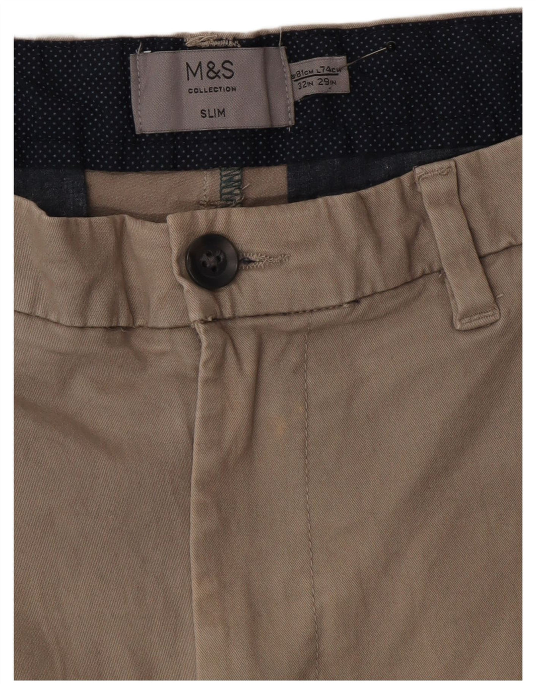 Pantaloni chino slim da uomo Marks & Spencer W32 L29 cotone grigio