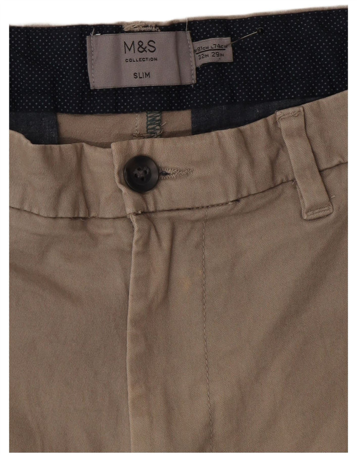 Pantaloni chino slim da uomo Marks & Spencer W32 L29 cotone grigio
