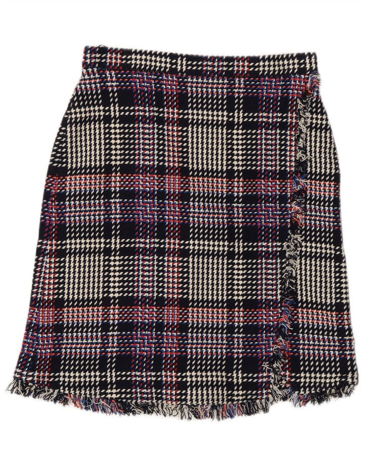 Gonna dritta da donna Marks & Spencer UK 8 piccola W28 a quadri multicolore