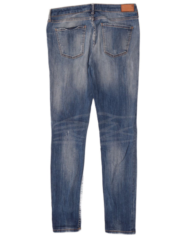 Jeans slim da donna Zara a vita media effetto invecchiato EU 40 medio W30 L30 cotone blu