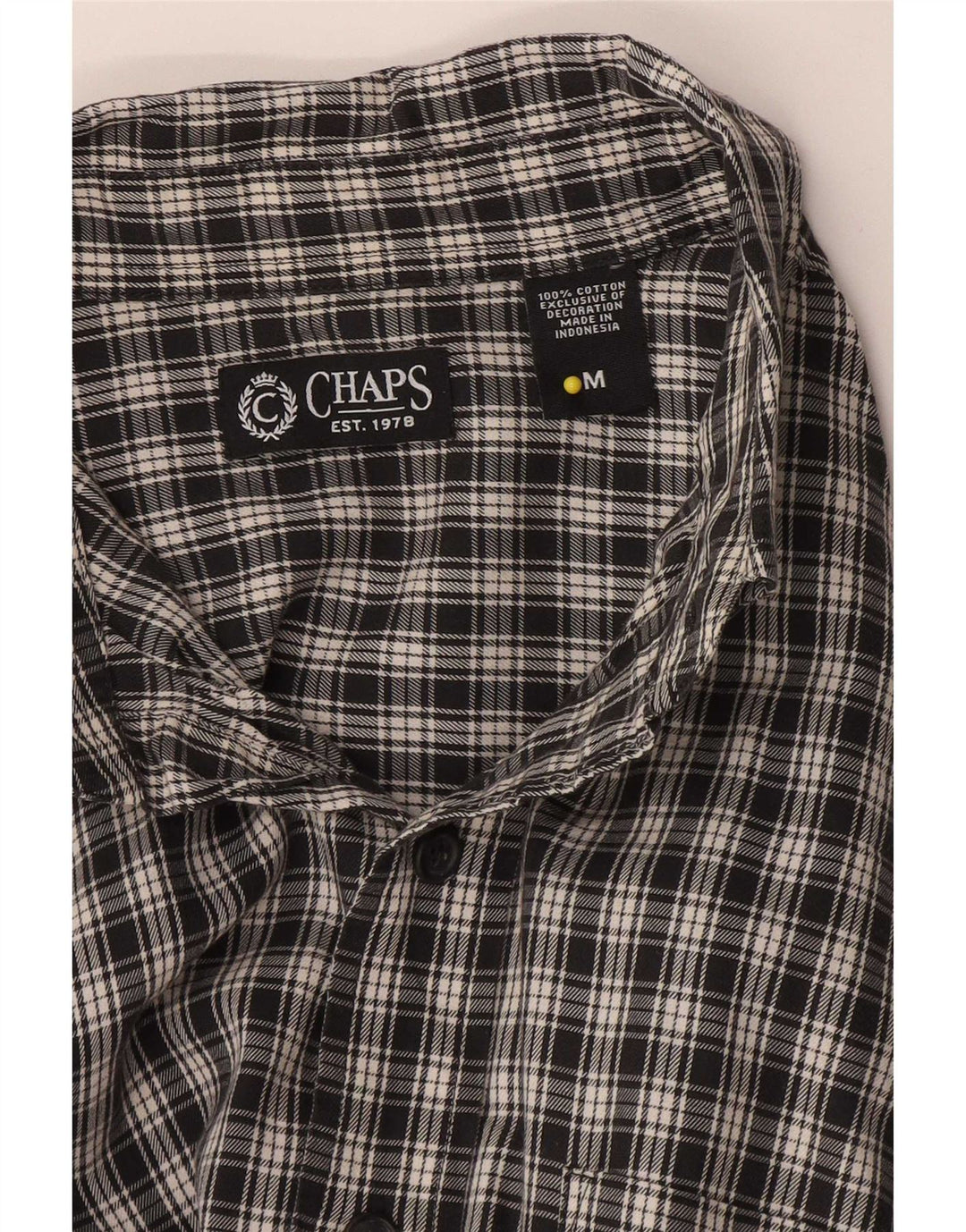 Camicia da uomo Chaps in cotone a quadri neri medi