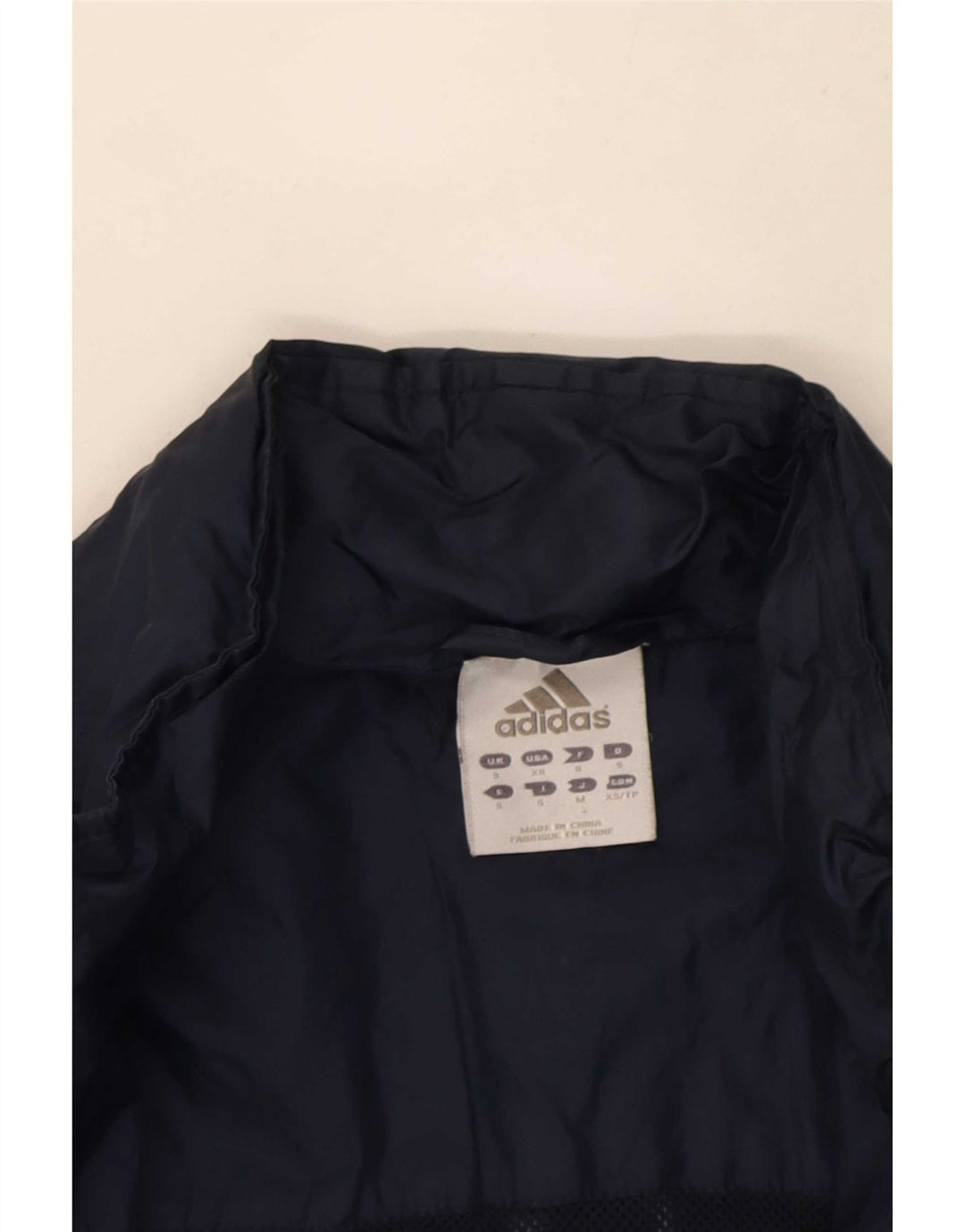 Giacca antipioggia da uomo Adidas con cappuccio UK 36 Small Blu Navy Poliammide