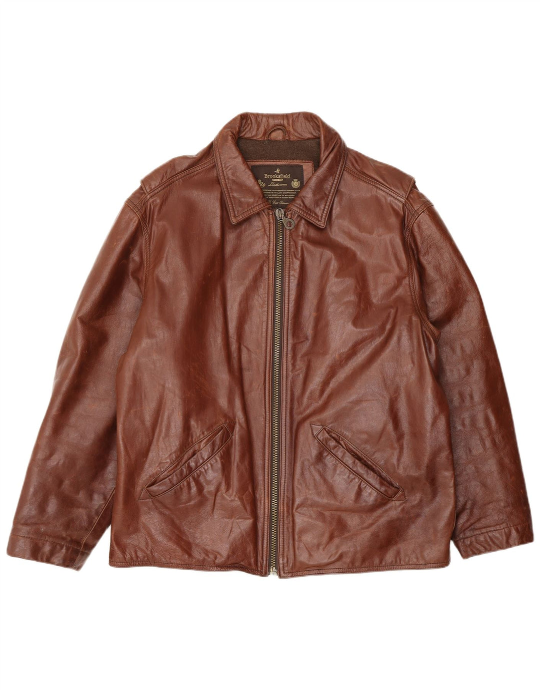 Giacca in pelle da uomo Brooksfield IT 50 Large in pelle marrone