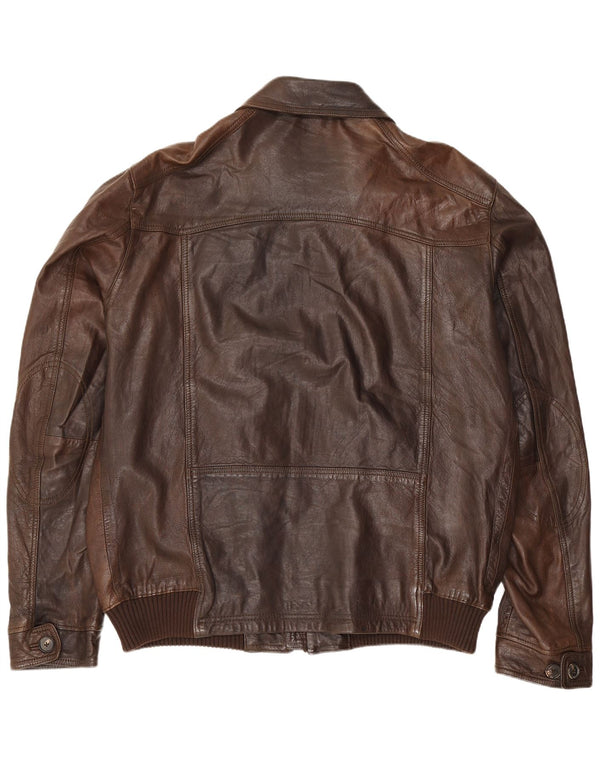 Giacca utilitaria in pelle da uomo Massimo Dutti UK 44 2XL Marrone