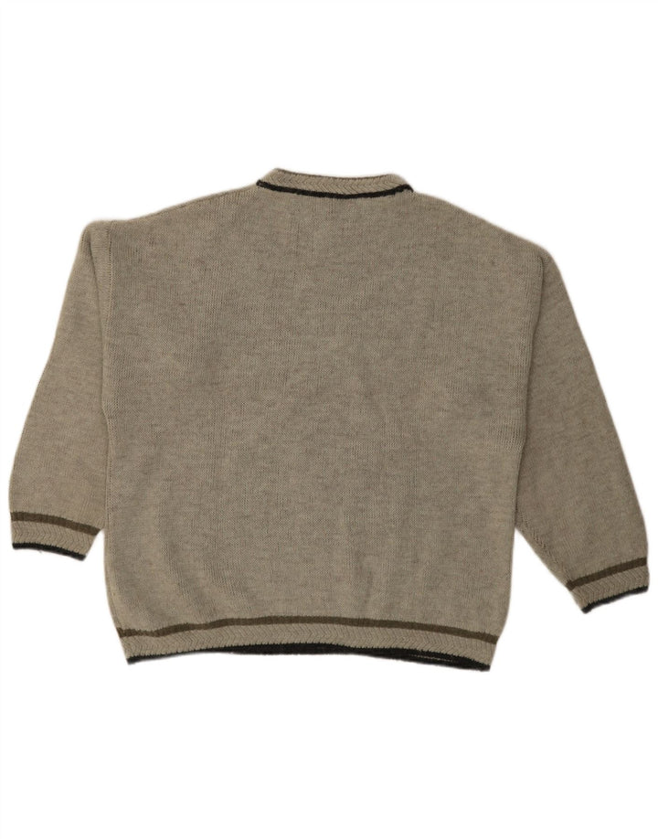 Maglione maglione girocollo con grafica da uomo islandese XL grigio a rombi/lana diamante