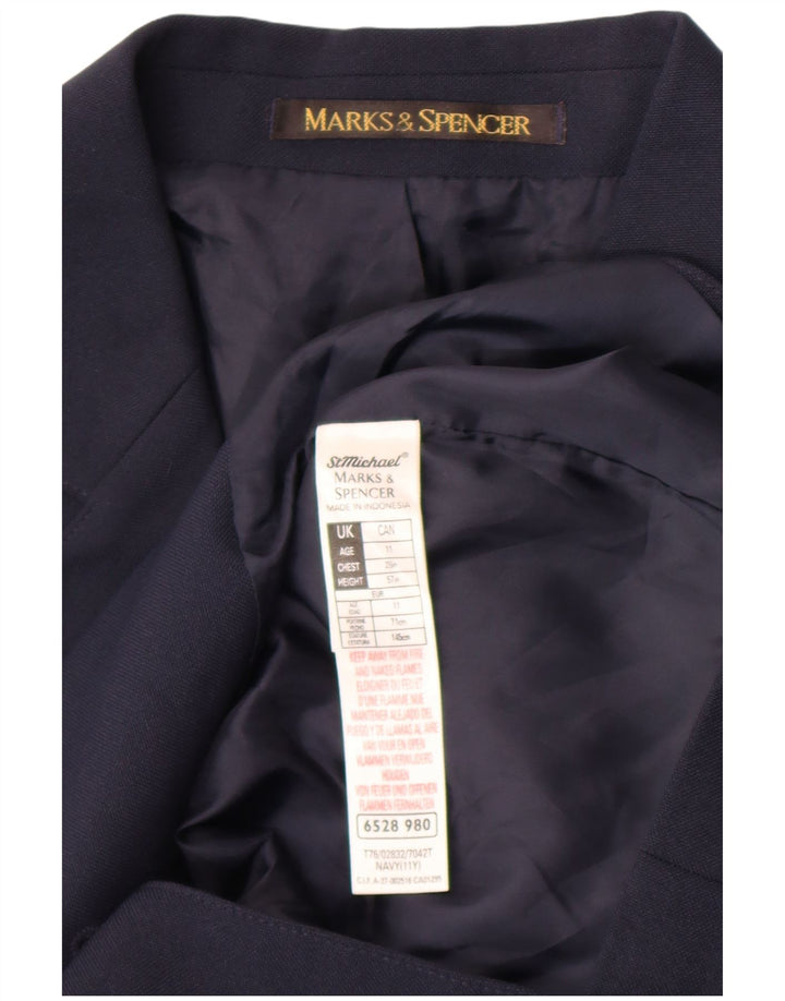Giacca blazer a 2 bottoni Marks & Spencer per ragazzi 10-11 anni in poliestere blu navy