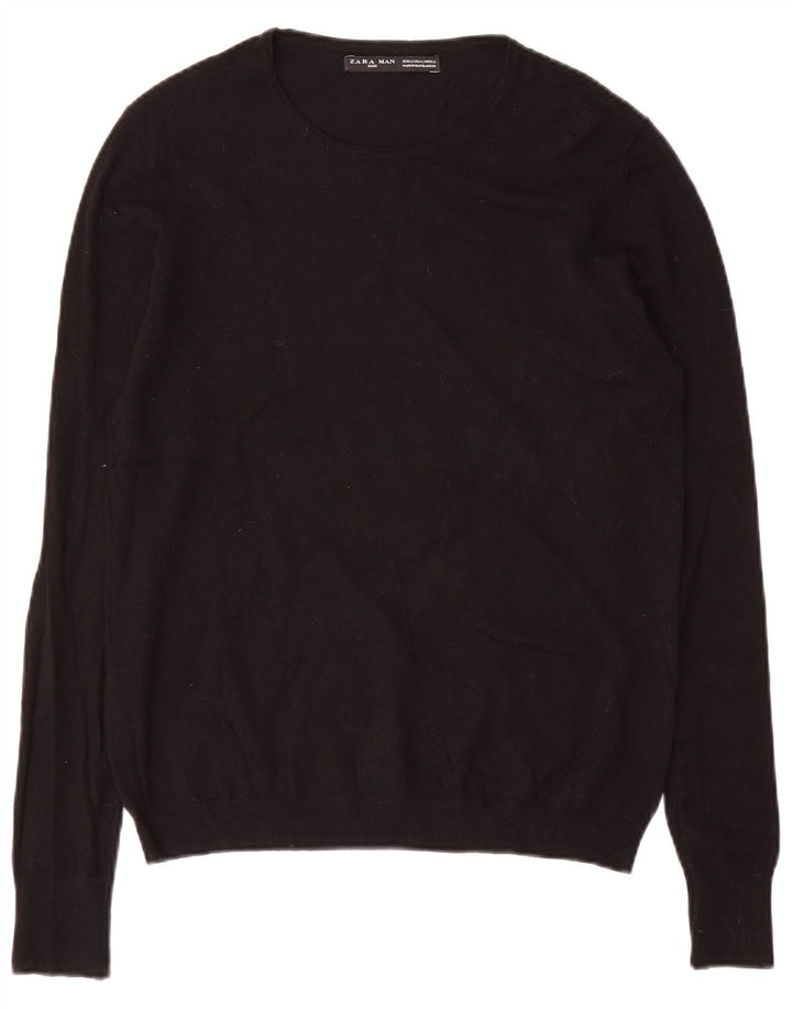 Maglione maglione girocollo da uomo Zara grande nero