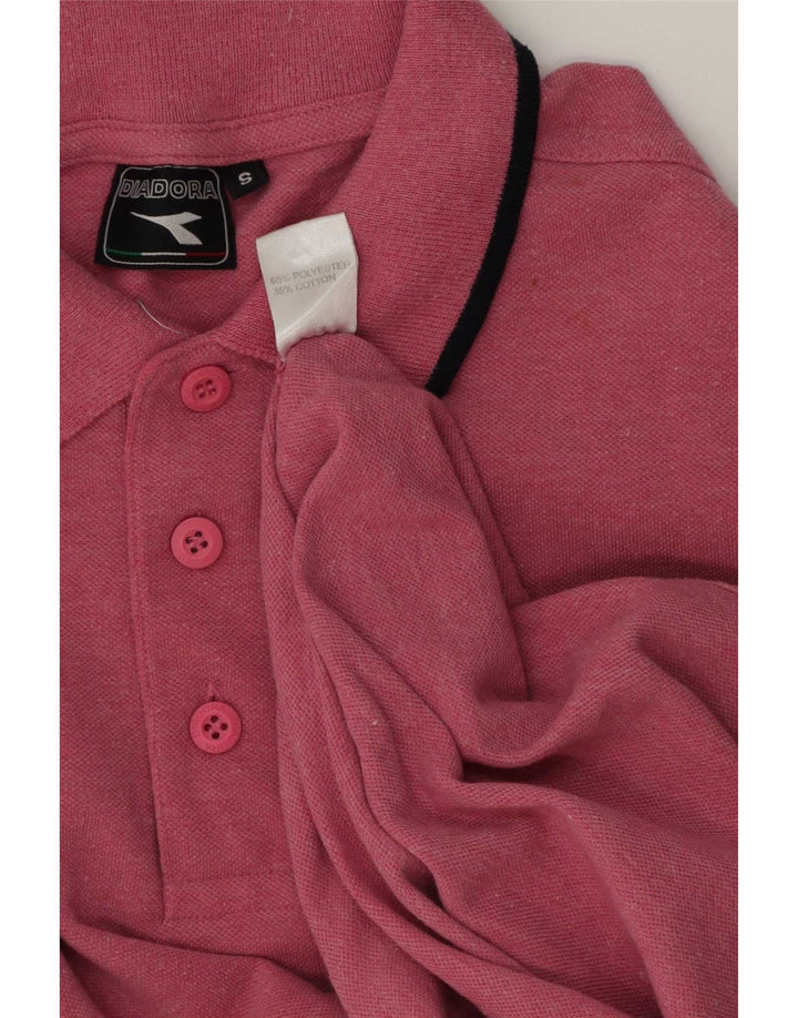 Polo Diadora Uomo Small in Poliestere Rigato Rosa