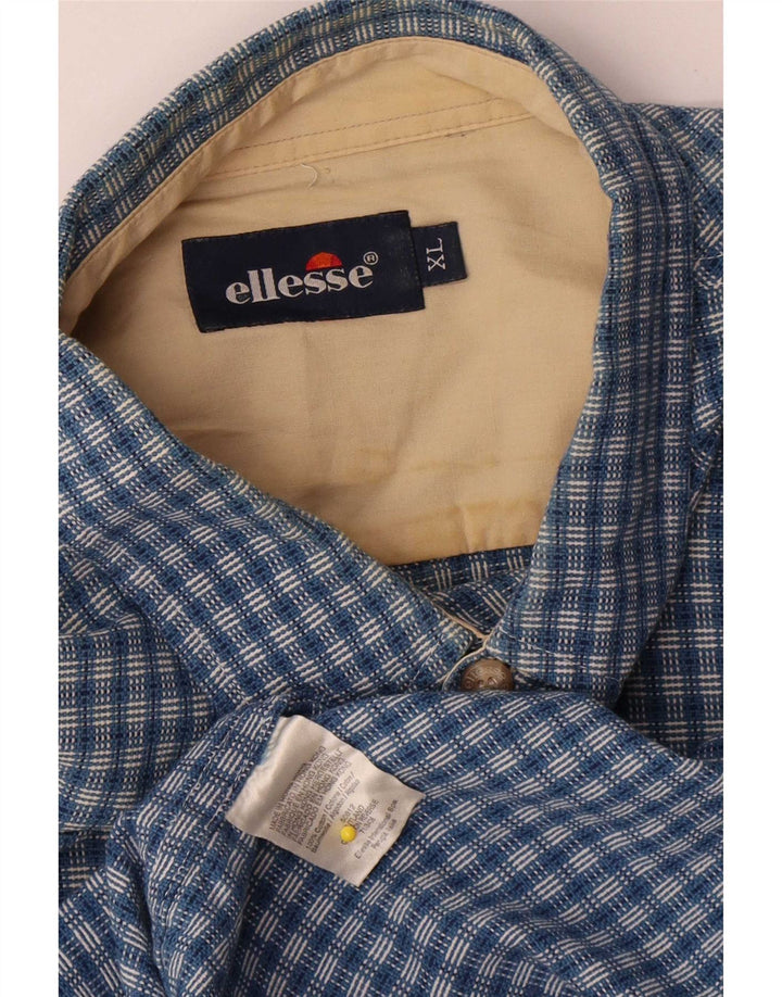 Camicia a maniche corte da uomo Ellesse XL in cotone a quadri blu