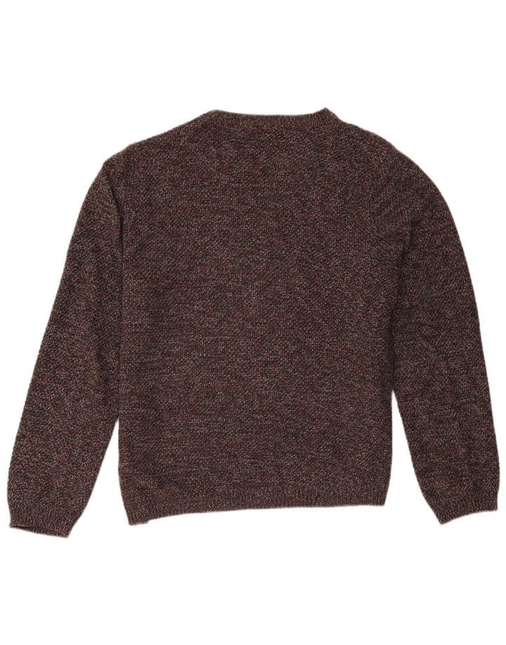 Maglione maglione girocollo da donna Marks & Spencer grande cotone chiazzato grigio