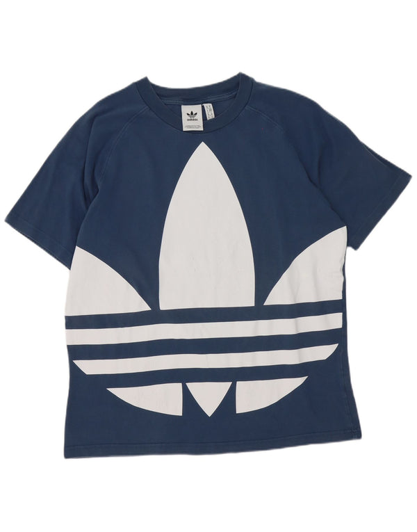 T-shirt grafica da uomo Adidas Top in cotone blu medio