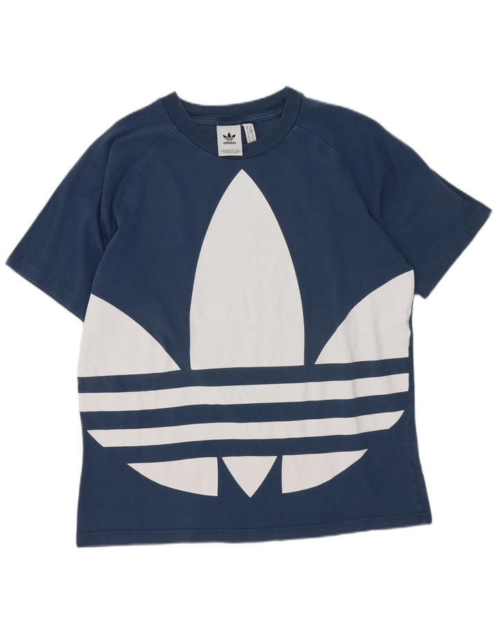 T-shirt grafica da uomo Adidas Top in cotone blu medio