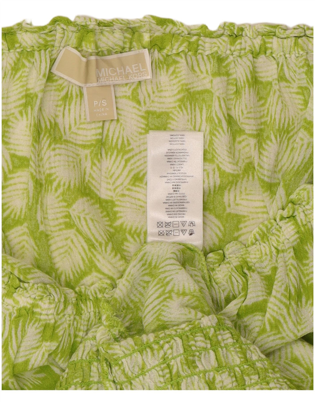 MICHAEL KORS Top oversize da donna con spalle scoperte UK 10 Piccolo verde floreale