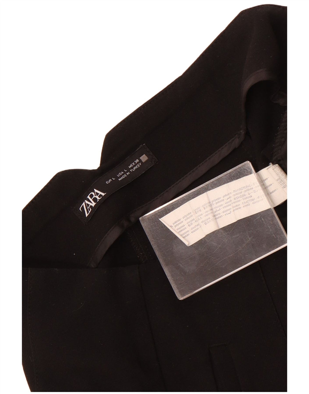 Pantaloni da abito affusolati Zara da donna grandi W30 L27 poliestere nero