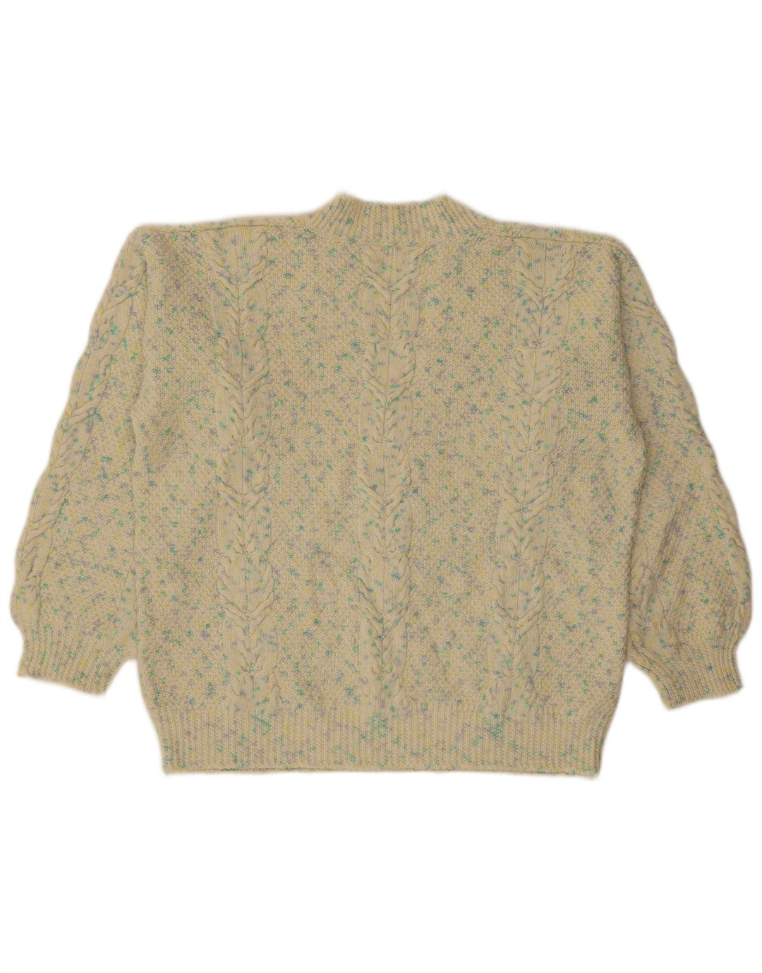 Maglione maglione con scollo a V da donna VINTAGE UK 18 XL Beige screziato