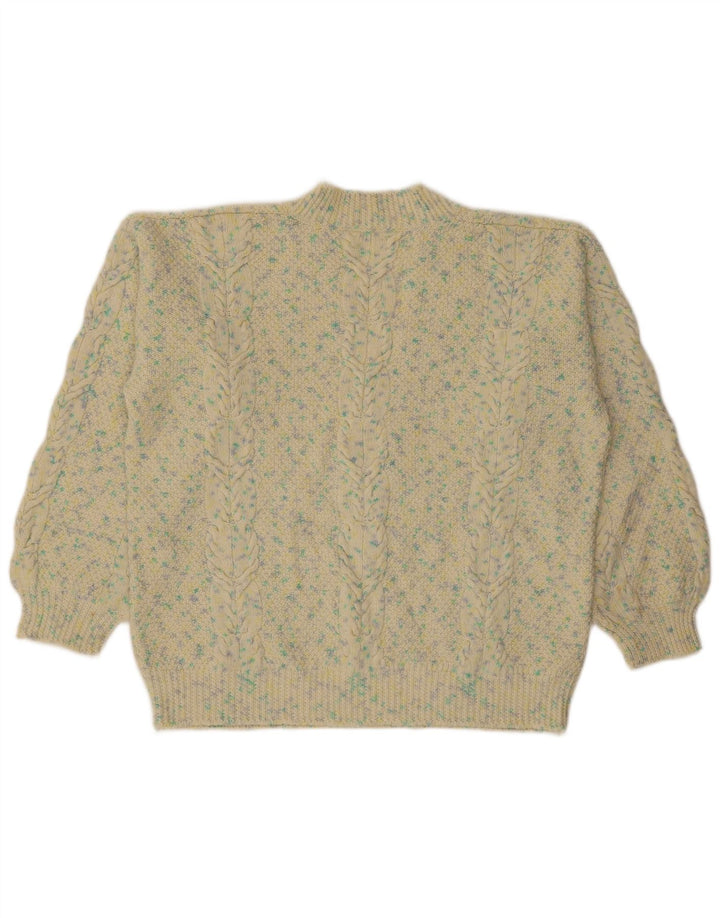 Maglione maglione con scollo a V da donna VINTAGE UK 18 XL Beige screziato