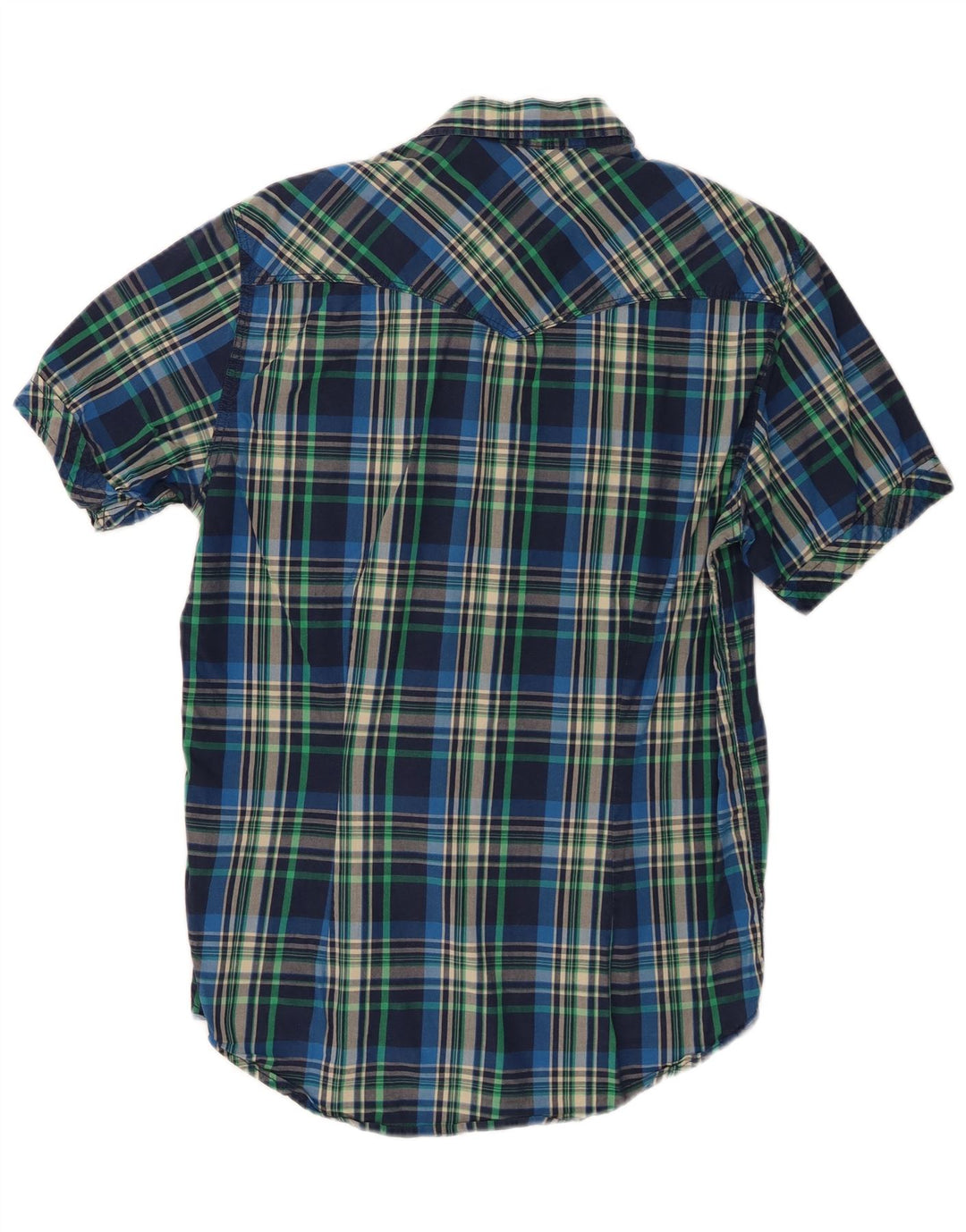 Camicia a maniche corte da uomo Best Company a quadri blu medio