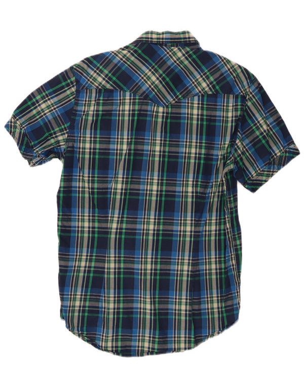 Camicia a maniche corte da uomo Best Company a quadri blu medio