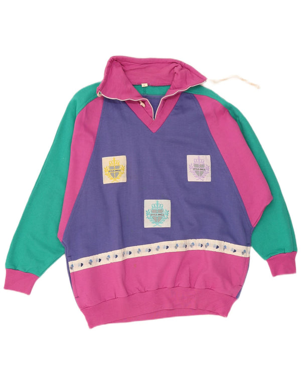 Tuta da ginnastica vintage da donna UK 14 media multicolore Colourblock