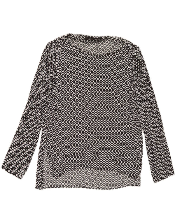 Camicetta a maniche lunghe da donna Zara UK 10 Small Viscosa geometrica blu navy