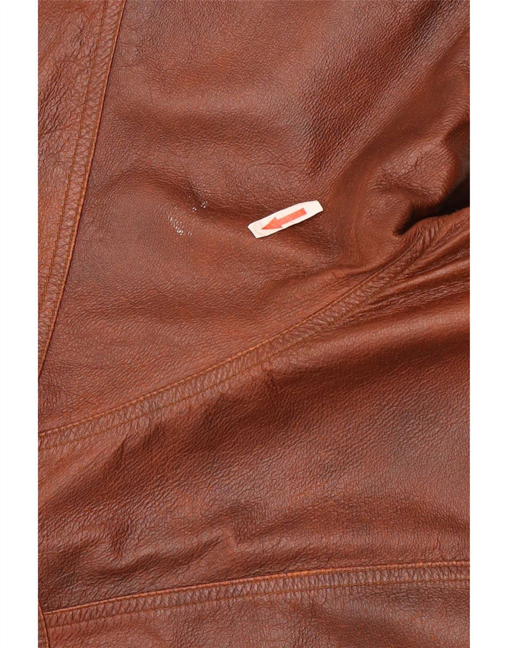 Mondial Giacca in pelle da uomo vestibilità ampia UK 38 Marrone medio