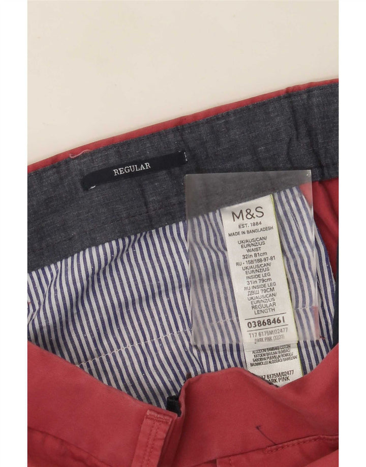Pantaloni da abito regolari dritti da uomo Marks & Spencer W32 L28 cotone rosa