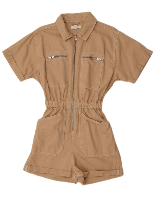Topshop tutina manica corta da donna UK 8 piccola cotone beige