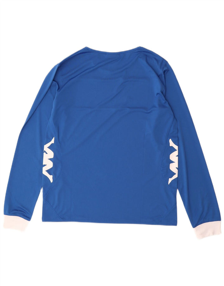 Top grafico da uomo Kappa a maniche lunghe in poliestere color block blu medio