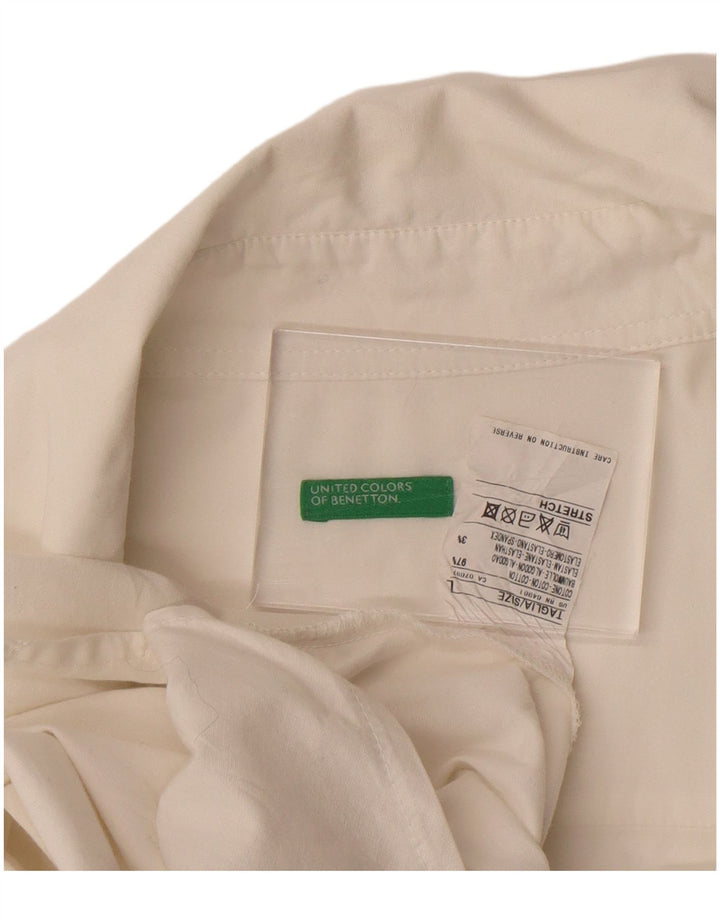 Camicia pullover da donna BENETTON UK 16 grande cotone bianco