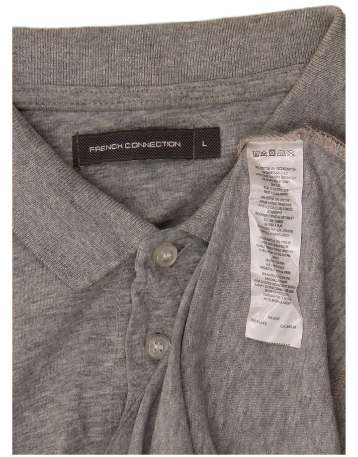 Polo da uomo French Connection grande in cotone chiazzato grigio
