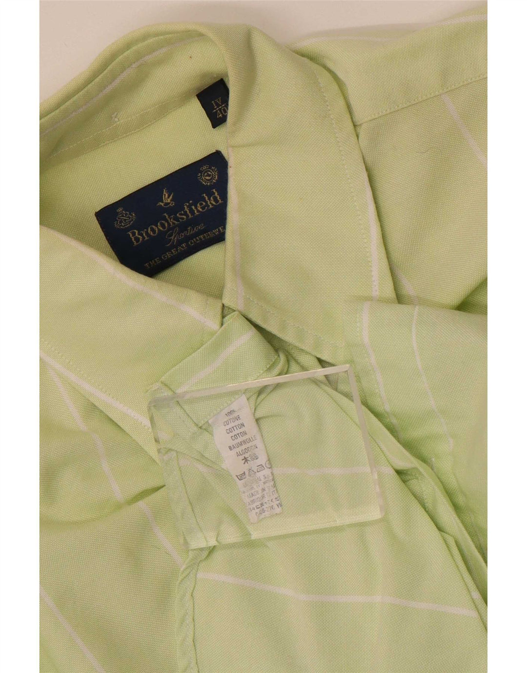 Camicia da uomo Brooksfield taglia 40 cotone a righe verde medio