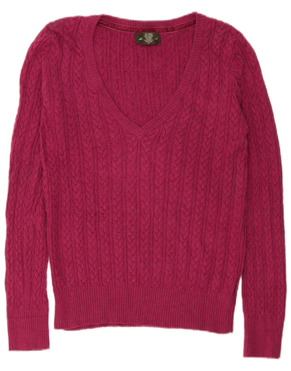 Maglione da donna con scollo a V Eddie Bauer UK 14 Cotone rosa medio