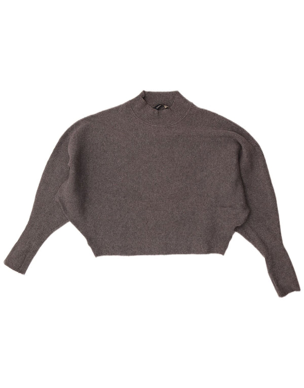 Maglione a collo alto corto a pipistrello da donna Zara UK 14 Grigio medio