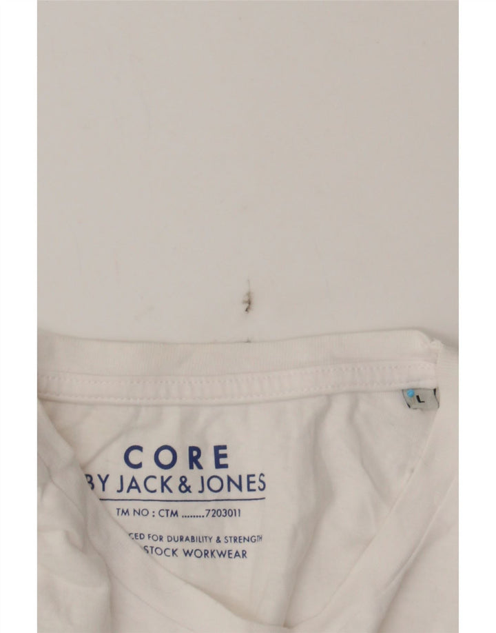 JACK & JONES Mens Graphic T-Shirt Top Large White Cotton Vintage Jack & Jones and Second-Hand Jack & Jones from Messina Hembry 