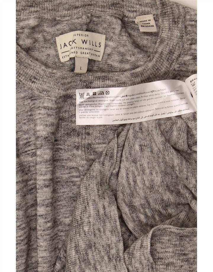 Maglione maglione girocollo da uomo Jack Wills grande cotone chiazzato grigio