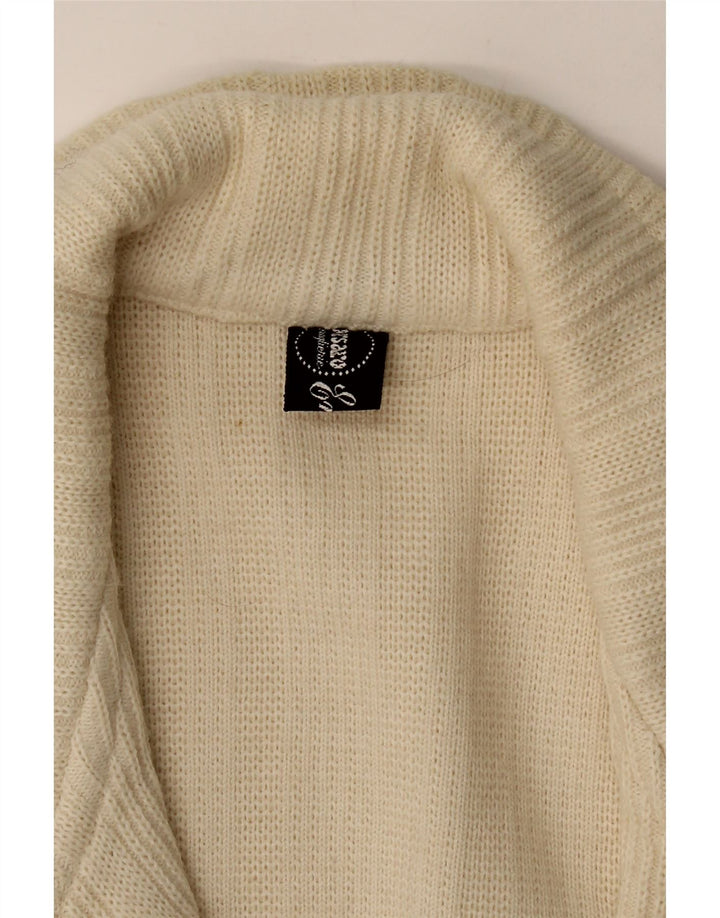 VINTAGE Womens Double Breasted Cardigan Sweater UK 10 Small Off White Vintage Vintage and Second-Hand Vintage from Messina Hembry 
