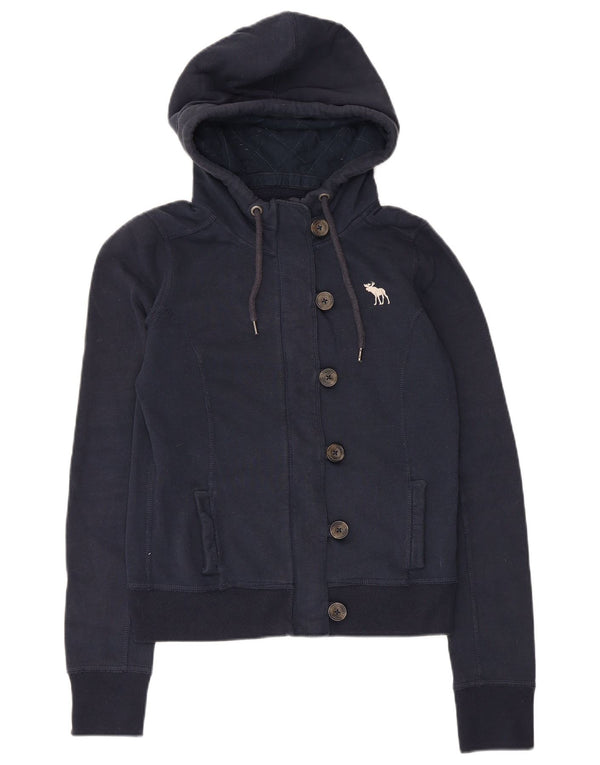 Maglione con cappuccio e zip da donna Abercrombie & Fitch UK 12 Cotone medio blu navy