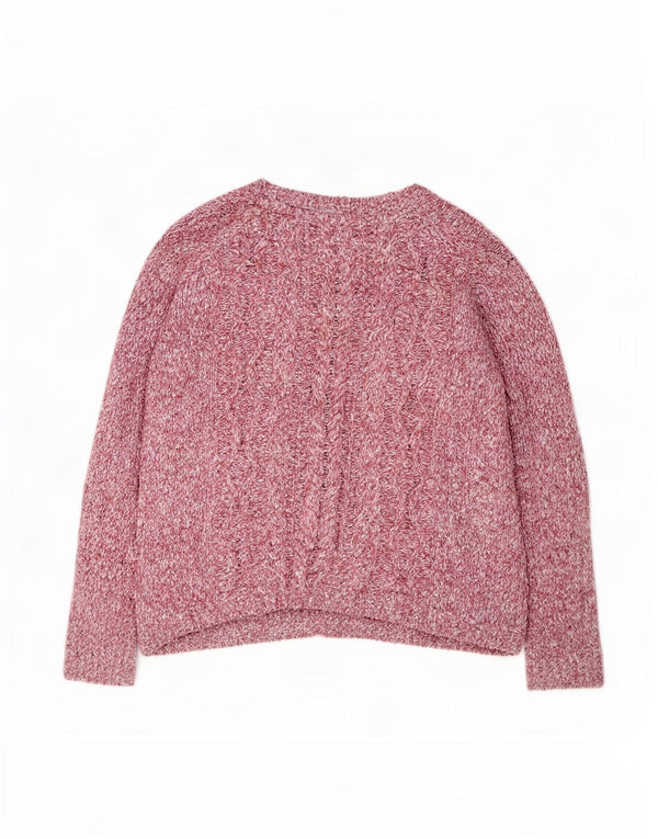 Maglione maglione girocollo da donna Fat Face UK 18 XL cotone screziato rosa