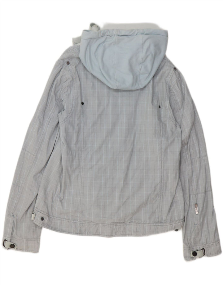GIGA DX Giubbotto bomber con cappuccio da donna US 14 XL Poliestere a quadri blu