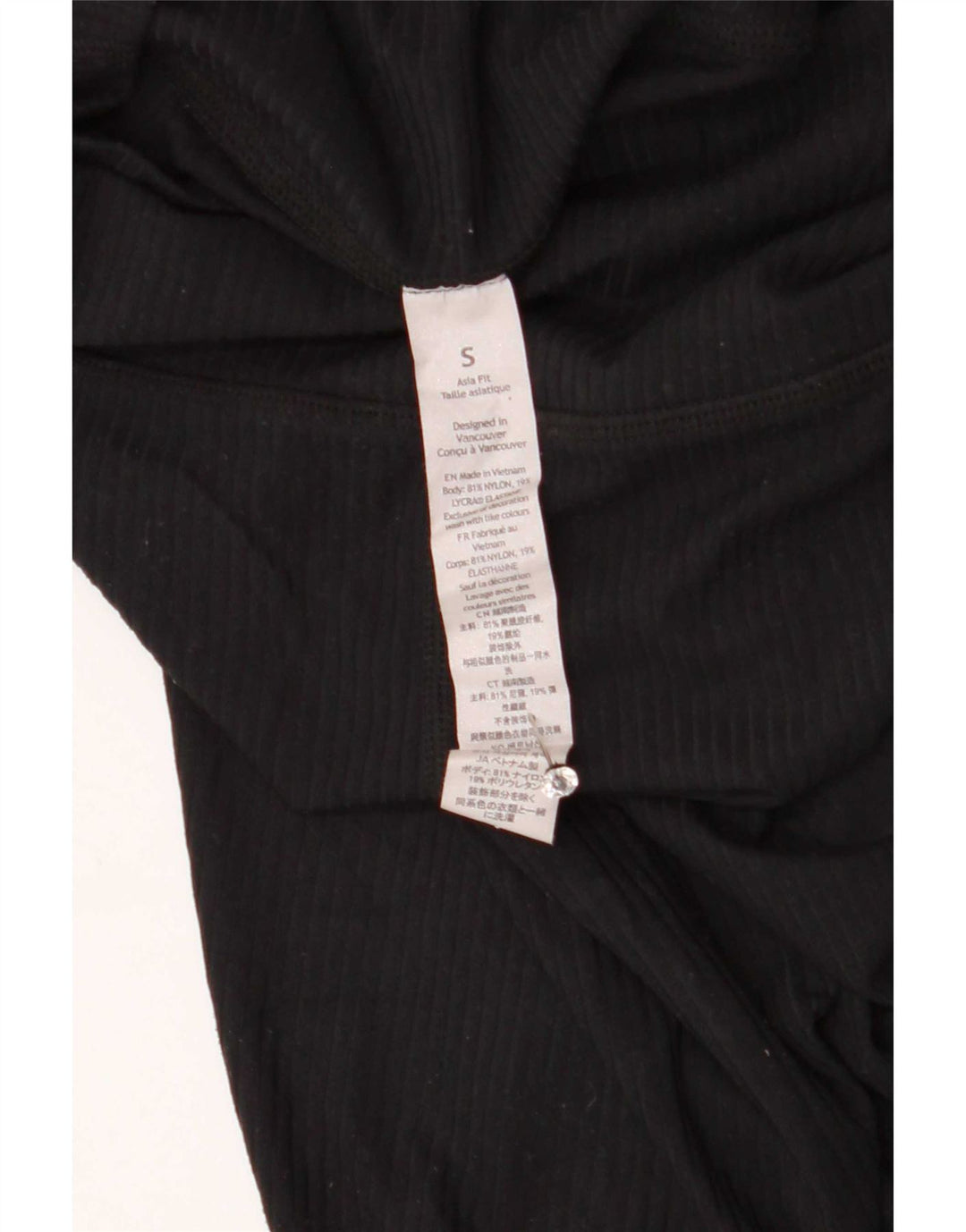 Leggings corti da donna Lululemon UK 8 piccoli in nylon nero