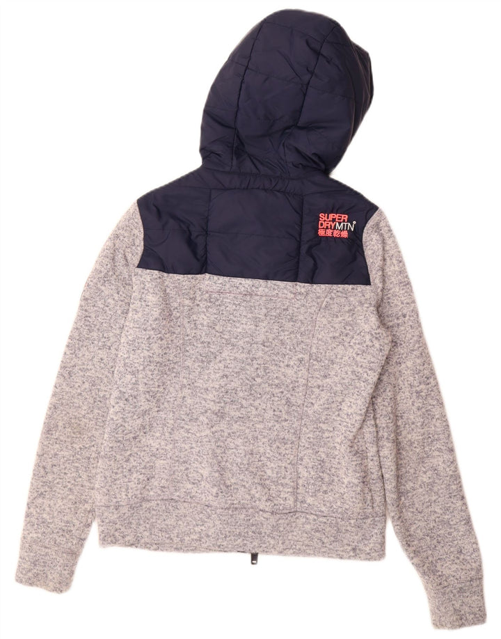 Felpa con cappuccio e zip da donna Superdry UK 14 Poliestere color block grigio medio