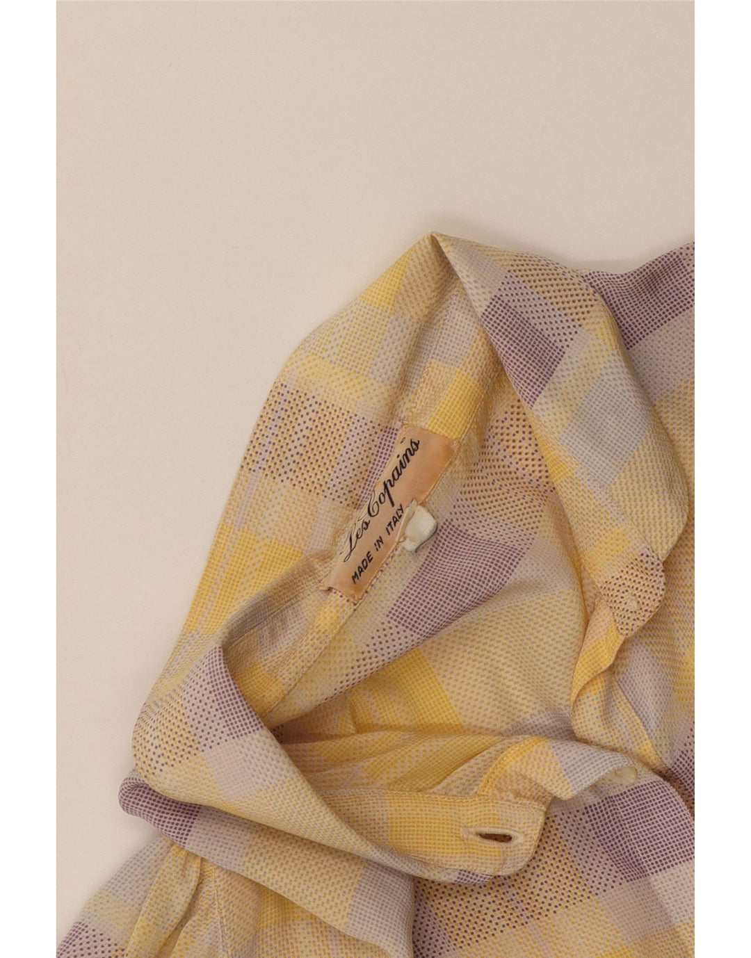Camicia pullover a maniche corte da donna Les Copains UK 14 grandi quadri gialli