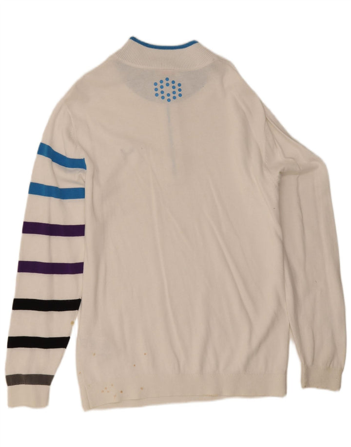 Puma Uomo Maglione con zip sul collo Maglione grande in cotone a righe bianche