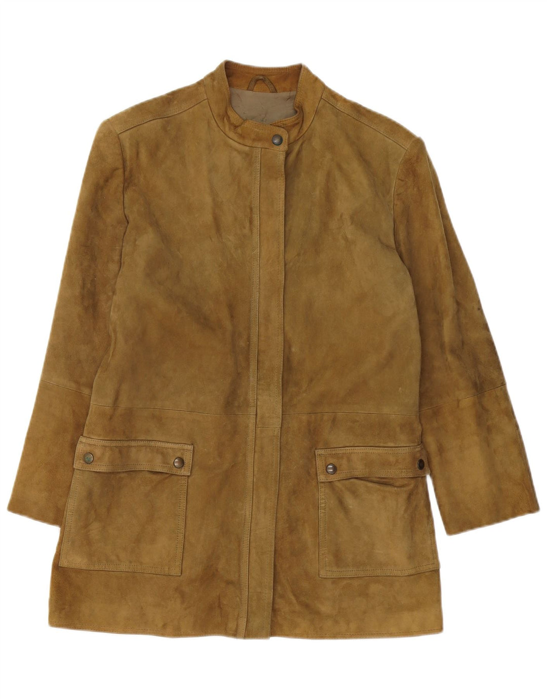 Giacca vintage in pelle scamosciata da donna UK 14 in pelle marrone medio