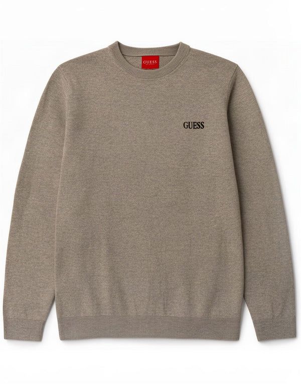 Guess Mens Crew Neck Jumper Sweater UK 34 XS Grey Flecked Cotton