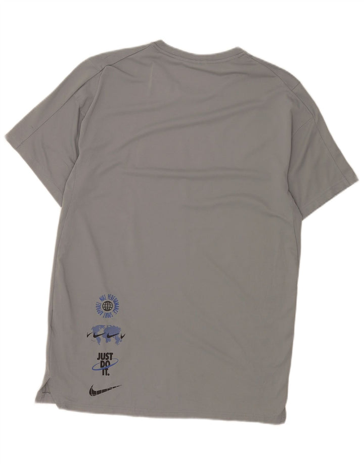 T-shirt grafica Nike Dri Fit da uomo, piccola, in poliestere grigio