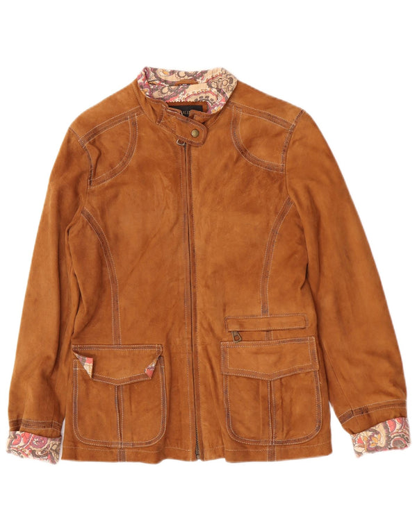 Giacca vintage in pelle scamosciata da donna IT 44 in pelle beige media